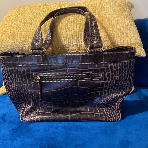 Dooney and Bourke Vintage Brown T Moro Croco Fina Tote - Picture 3 of 9